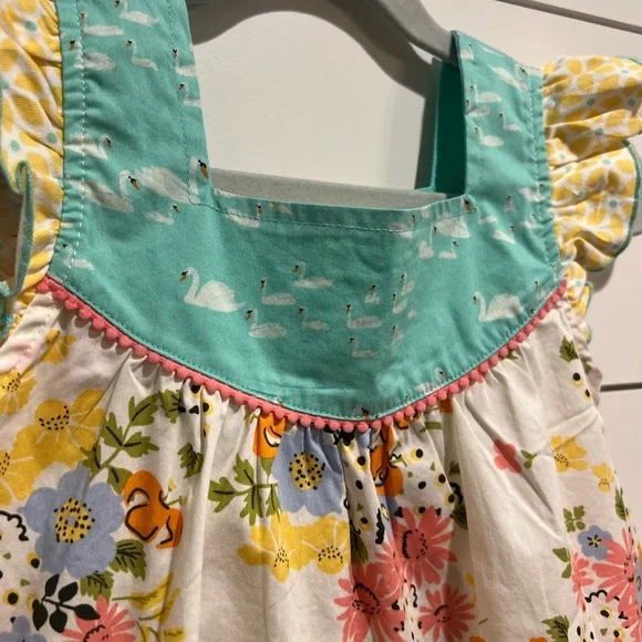 Matilda Jane The Adventure Begins Floral Swans Tunic Girls 6 NWT Ruffle Button - Picture 4 of 6